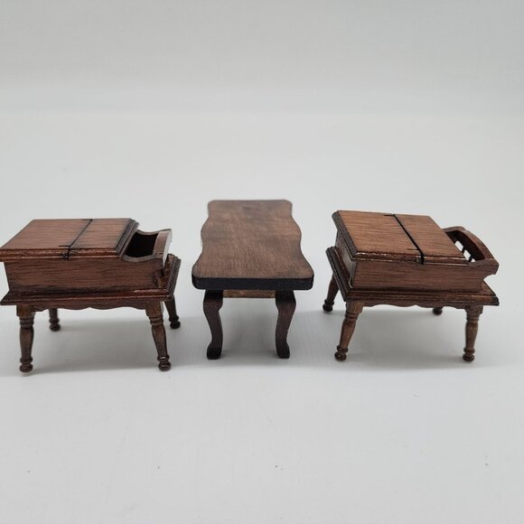 Vintage Concord Miniatures Wooden Coffee table & 2 Side Tables Open Top 1:1 Scal - Picture 7 of 11